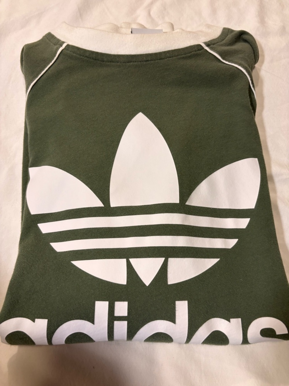 Adidas Originals Olive Green Trefoil Long Sleeve Ringer Tee Size M - Picture 5 of 8